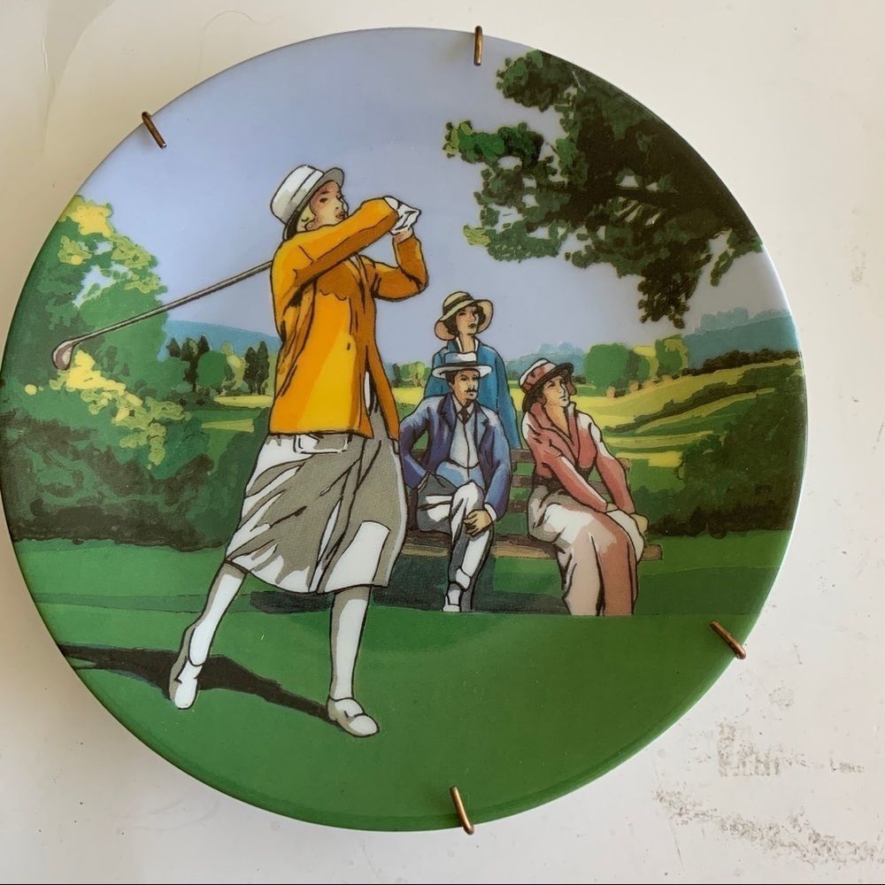 4 Philippe Deshoulieres Limoges golfer plates - Picture 5 of 6